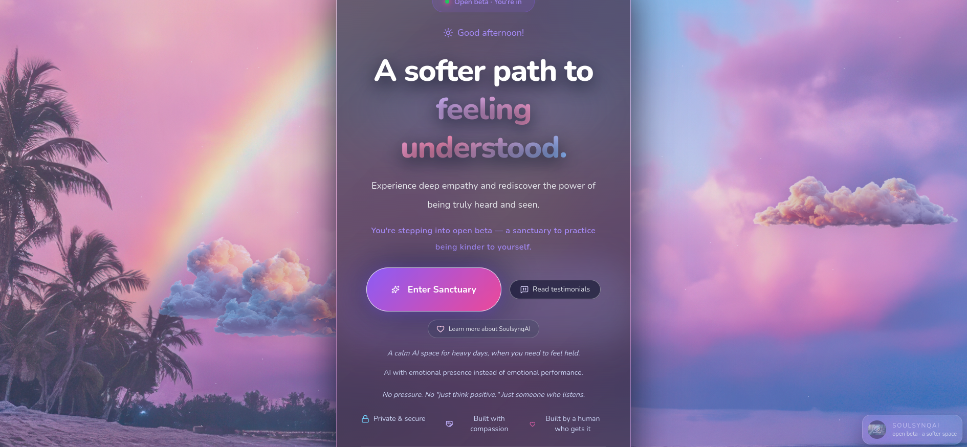 SerenixAI landing page before redesign